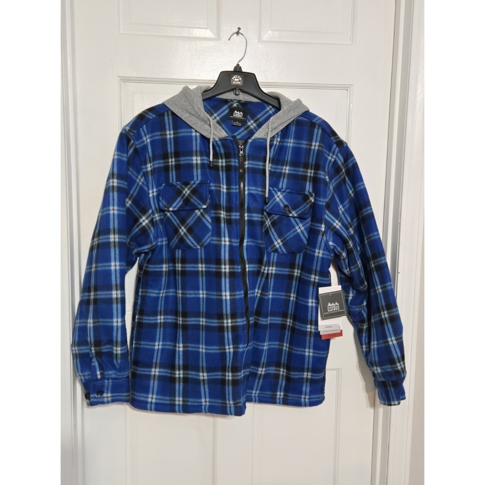 WFS Mens thermal zip up hoodie jacket‎ sherpa lined NWT XL blue